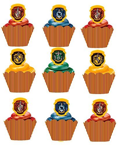 Item#143- 12pk Harry Potter Cupcake Decoration Topper Rings with 12 Baking Cup Decoration Wrappers