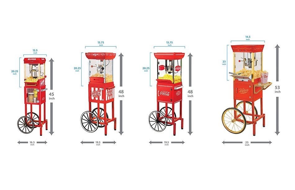 Nostalgia CCP510 53-Inch Tall Vintage Collection 6-Ounce Kettle Popcorn Cart N5