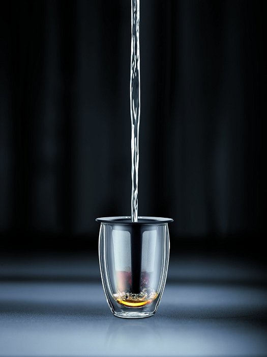 Bodum 12-Ounce Tea for One, Double Wall Glass with Strainer, Red N5
