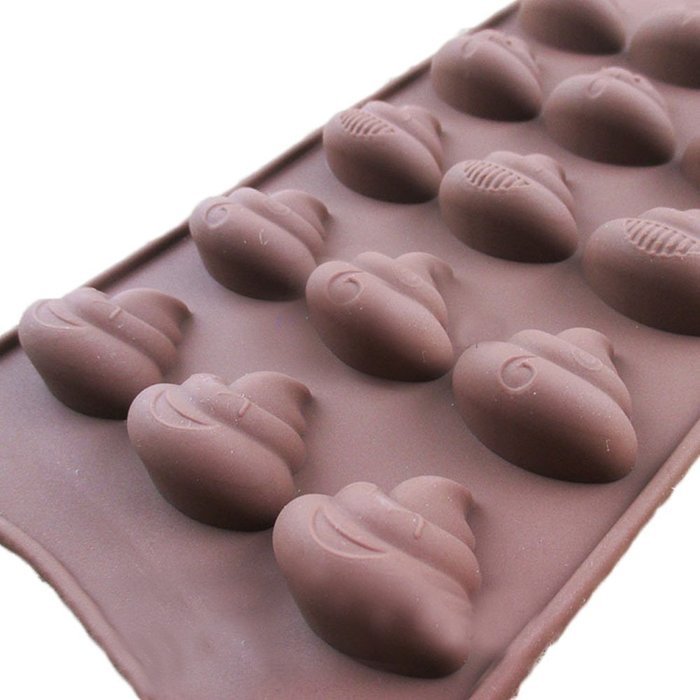 JLHua 2 PCS Emoji Funny Emotion Cake Mold Smiley Chocolate Candy Baking Mould Poop Face Random Color, 15-cavity N3