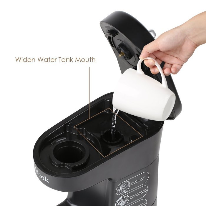 Aicok Travel Size K Cup Coffeemaker Single Serve Brewing System Coffee Machine, Black