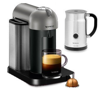 Nespresso VertuoLine Coffee & Espresso Machine - with Aeroccino+ Frother (Titanium)