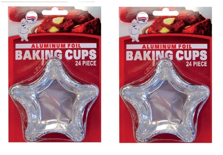 48 Aluminum Foil Star Shape Baking Cups