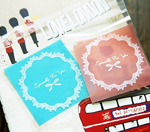 ONOR-Tech 100 PCS Lovely Cute Bowknot OPP Self Adhesive Cookie Bakery Candy Biscuit Roasting Treat Gift DIY Plastic... N37