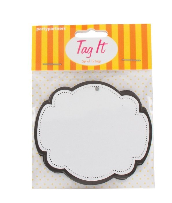 Party Partners Design 12 Count Customizable Tag Set, Black N3