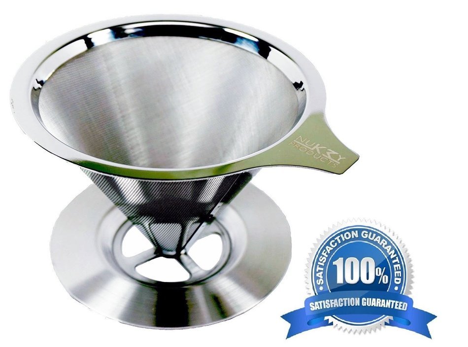 Nuk3y&reg; PREMIUM Stainless Steel Coffee Dripper | Reuseable Coffee Filter with Cup Stand - 2 Cup N5