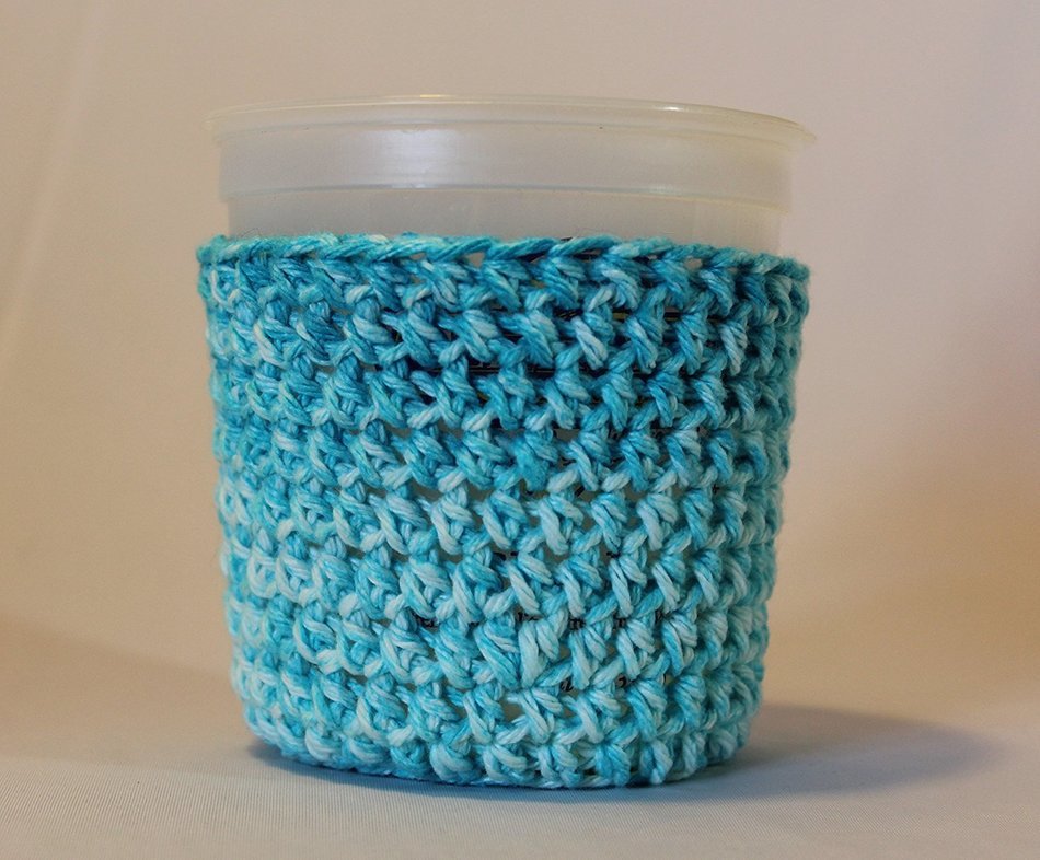 Handmade Crochet Ice Cream Pint Cozy in Blue Splash N2
