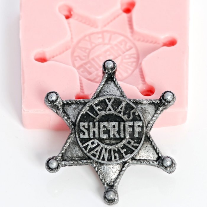 Silicone Marshall Badge Mold Make Your Own Western Sheriff Badge out of Chocolate, Fondant, Candy, Resin, Clay... N4
