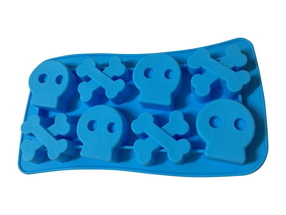 Halloween Skull and Bones Silicone Candy Jello Baking Mold (Red) N4