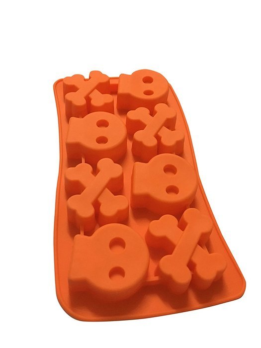Halloween Skull and Bones Silicone Candy Jello Baking Mold (Red) N5