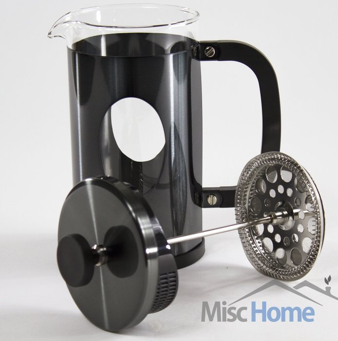 [1 Liter, 34 Oz] Gourmet Gunmetal Finish Stainless Steel French Press