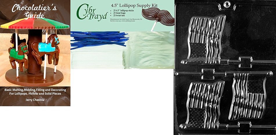 Cybrtrayd P010 Flag Lolly Chocolate Candy Mold with Exclusive Cybrtrayd Copyrighted Chocolate Molding Instructions... N6