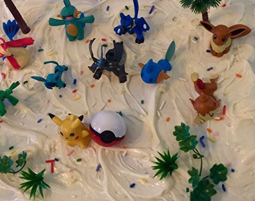 pokemon cake topper with pikachu and friends and greenery 20 pieces N2