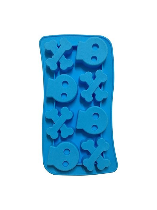 Halloween Skull and Bones Silicone Candy Jello Baking Mold (Red) N8