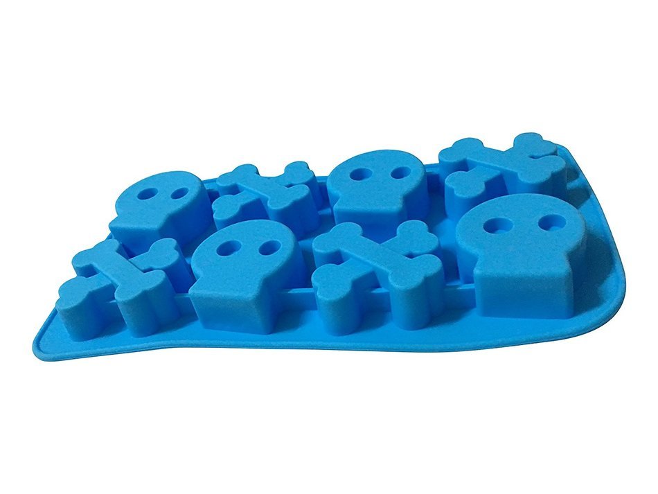 Halloween Skull and Bones Silicone Candy Jello Baking Mold (Red) N9