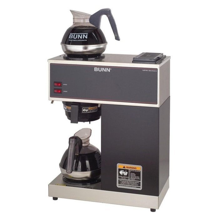 BUNN&reg; Pour-O-Matic Two-Burner Pour-Over Coffee Brewer, Stainless Steel, Black