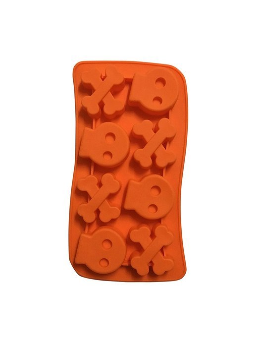 Halloween Skull and Bones Silicone Candy Jello Baking Mold (Red) N11