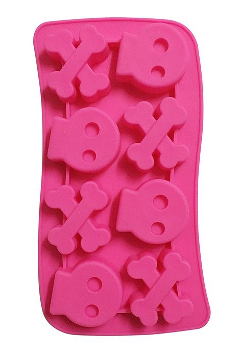 Halloween Skull and Bones Silicone Candy Jello Baking Mold (Red) N13