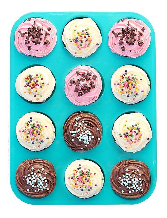 Delightful Mom Food Premium Muffin Pan - 12 Cup Non-Stick Silicone Baking Pan - No More Sticking or Scrubbing,...