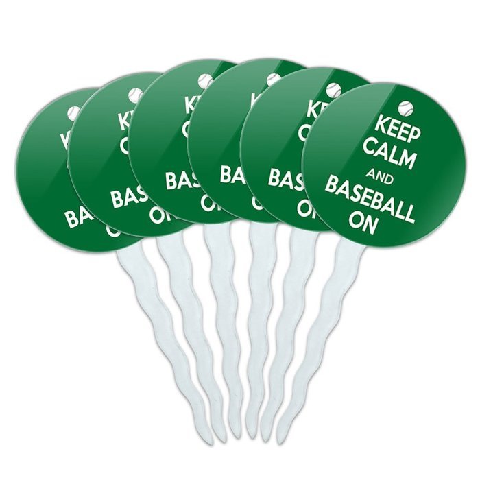Set of 6 Cupcake Picks Toppers Decoration Keep Calm and A-H - Fish On Bass Fishing - Keep Calm and N42