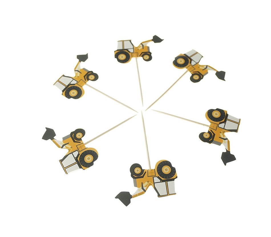 Bilipala 24pcs Automobile Tractor Cupcake Toppers Picks, Puffy Picks, Cake Decoration N6