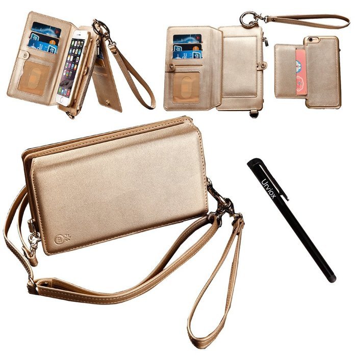 Card Holder Wallet, Urvoix(TM) Zipper Leather Handbag Flip Cover with Detachable Removable Kickstand Case for... N3