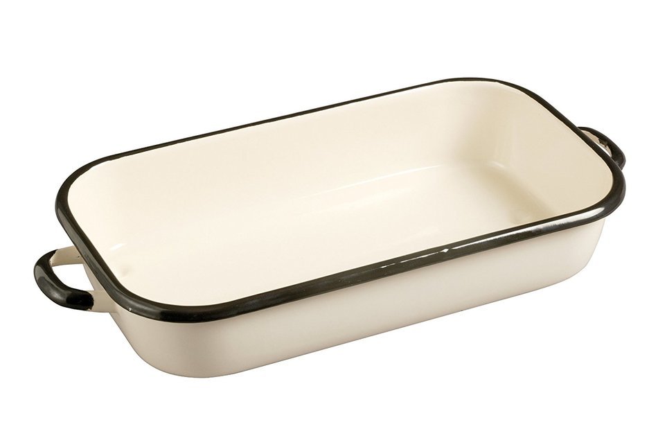 Emalia Olkusz 1907 Enameled Hand Finished Roaster, 12.6" x 7.5"/2.5 L, Aubergine with Cream Trim N2
