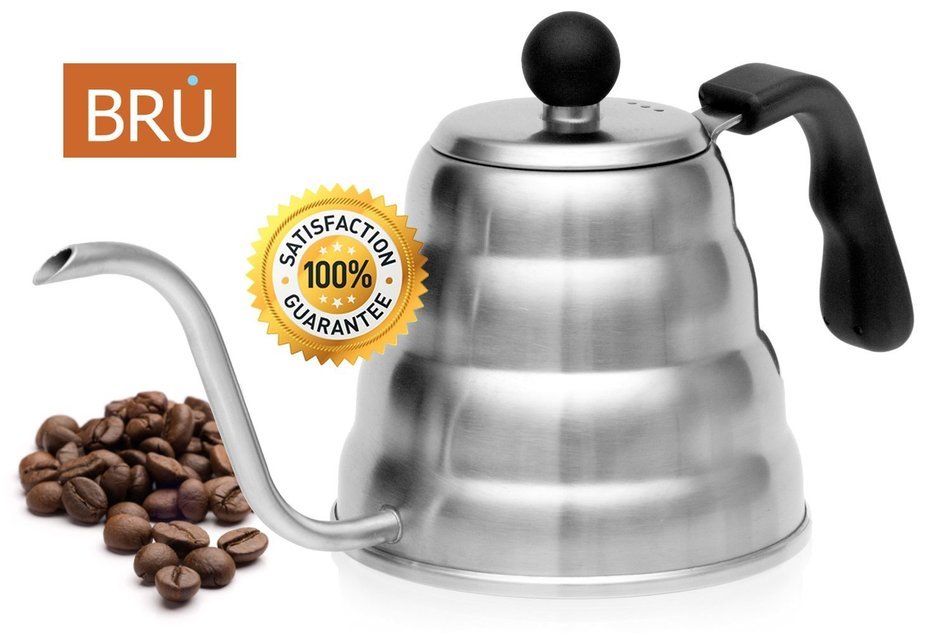 SALE! Classic French Press - BRU USA Coffee & Tea Maker | 8 Cup - 34 Oz | Stainless Steel, Enhanced DOUBLE Filter... N4