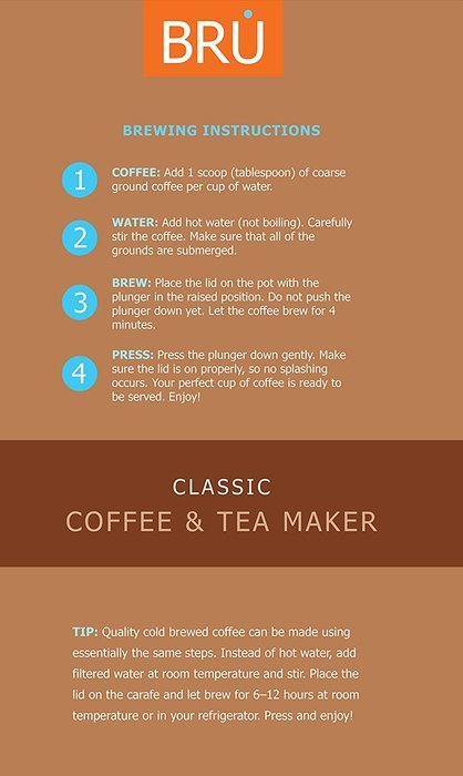 SALE! French Press - BRU USA Durable Coffee & Tea Maker | 1 Liter / 34 oz, Stainless Steel, Enhanced DOUBLE Screen... N7