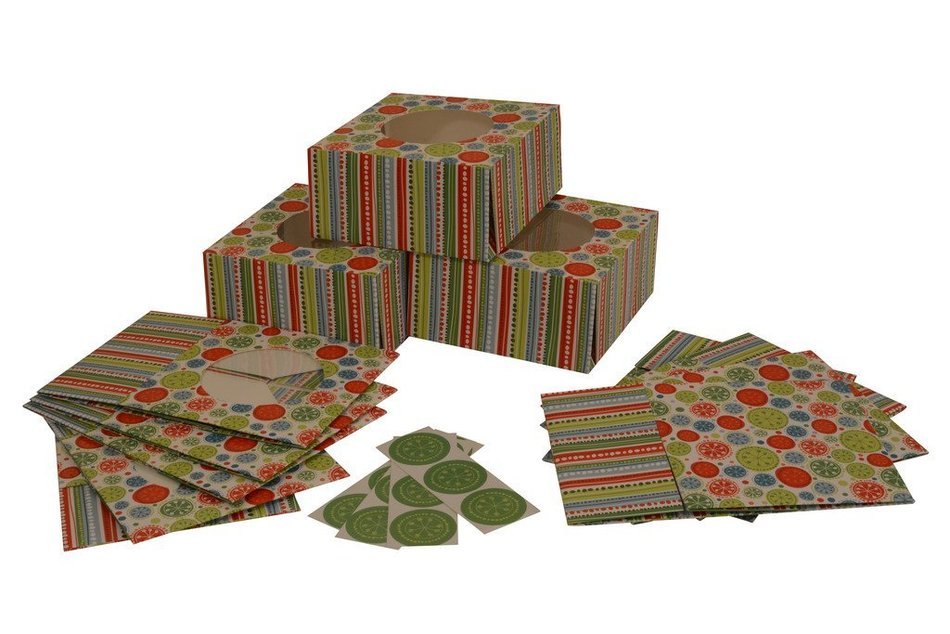 Cookie gift boxes, foldable with stickers for sealing, st of 12 boxes N3