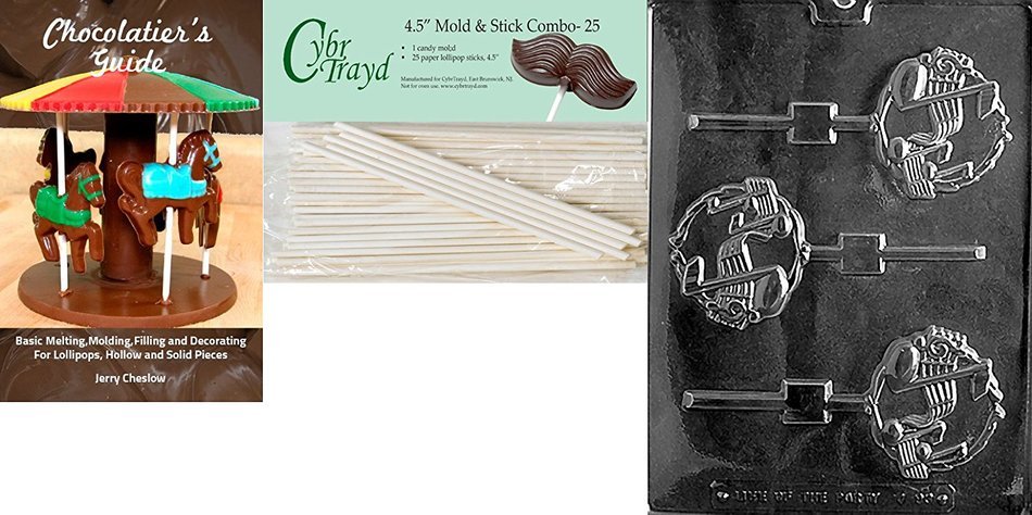 Cybrtrayd J093 Music Staff Lolly Chocolate Candy Mold with Exclusive Cybrtrayd Copyrighted Chocolate Molding Instructions N8