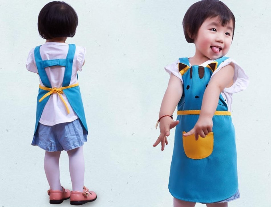 CRB Girls Boys Kids Toddler Elephant Cat Bunny Chef Baking Apron (Pink Cat) N11