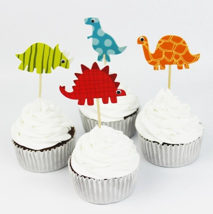 48 Dinosaur Cupcake Dinosaur Toppers for Birthday Party Cake Decorations N3