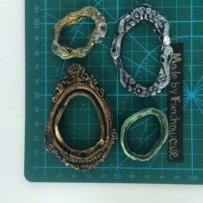 Funshowcase Sugarcraft Vintage Oval Mirror Frames Silicone Mold N4
