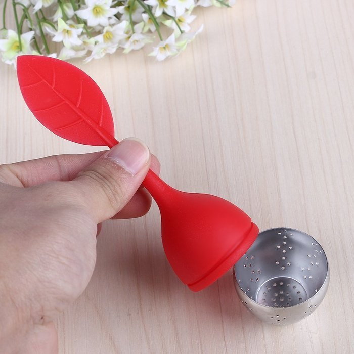 PersuingTech 3 Colors Food-grade Silicone Leaf Tea Ball Tea Bag Filter Creative Stainless Steel Insulation Tea... N7