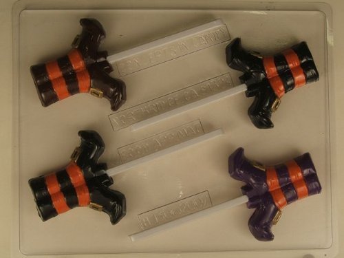 Small witch's shoes with buckle and striped socks H130 Halloween Chocolate Candy Mold