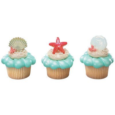 Shell Beach Party Cupcake Topper Rings - Set of 12