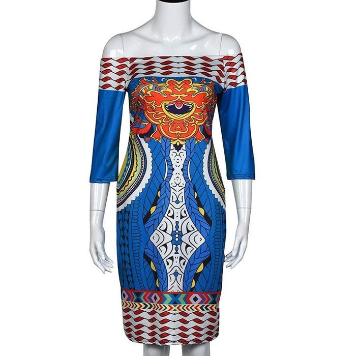 Printed Hip Dress,Morecome Women African Print Half Sleeve Dress N5