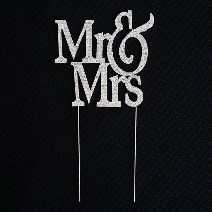 1 X Mr & Mrs Monogram Silhouette Rhinestone Wedding Cake Topper Decoration with Crystals - Formal Font N2