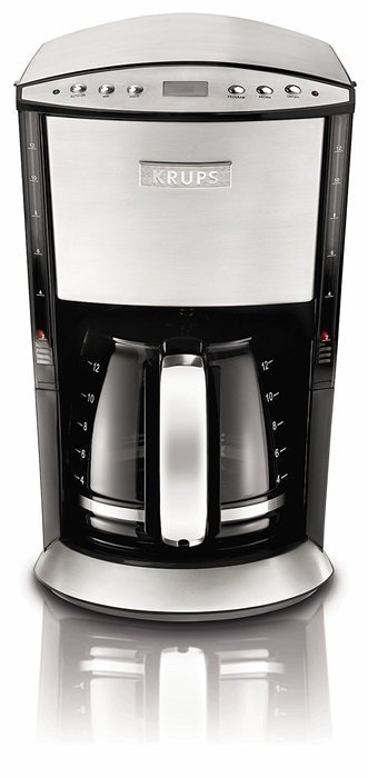 KRUPS KM720D50 Programmable Coffee Maker with Stainless Steel Housing, 12-Cup, Silver N3