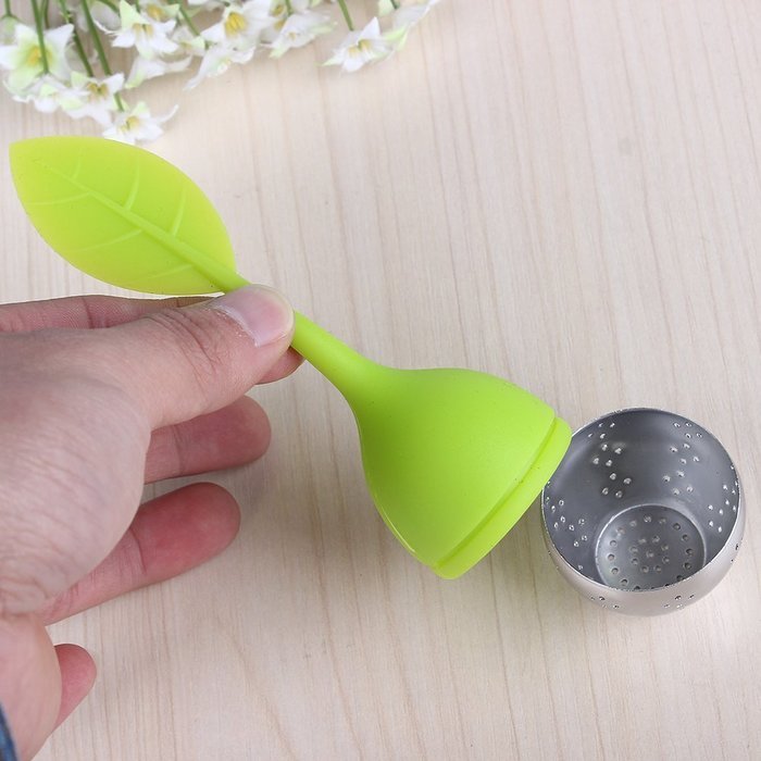 PersuingTech 3 Colors Food-grade Silicone Leaf Tea Ball Tea Bag Filter Creative Stainless Steel Insulation Tea... N12