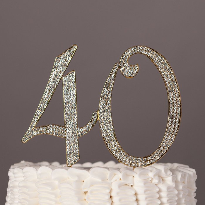 40 & Fabulous Cake Topper for 40th Birthday Silver Metal Party Decoration Ideas (40 and Fabulous Silver) N17