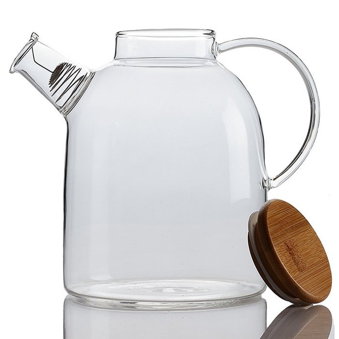 Artcome 62 Oz Glass Teapot with Stainless Strainer Functional Borosilicate Glass Pitcher with Bamboo Lid N6