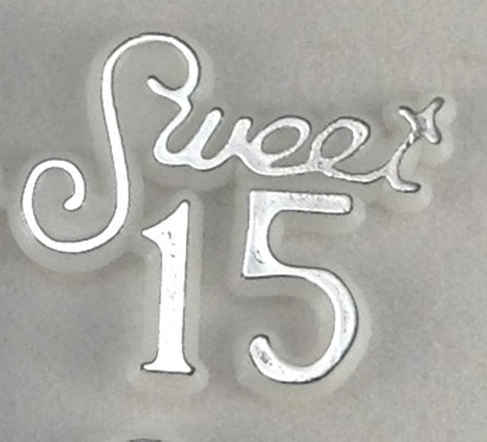 48 Pcs Plastic Cake Topper Sweet 15 Sign White w/Silver Party Favor Decorations