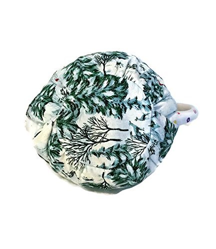 Teapot Cozy Christmas themed with Pine trees. Deer and Cardinals on white,Quilted Teapot cozy 5-8 cup teapot cozy... N2