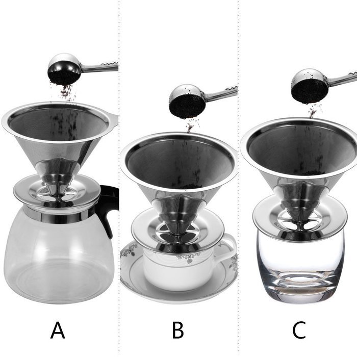 Stainless Steel Coffee Filter Reusable Coffee Filters Double Filter Coffee Dripper High Quality Pour Over Coffee... N4