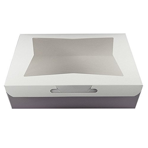Cake Boxes Half Sheet with Window White, 14 x 19 x 4 Inches, 5 Count