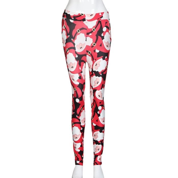 PHOTNO Fashion Women Christmas Skinny Printed Stretchy Pants Leggings N4