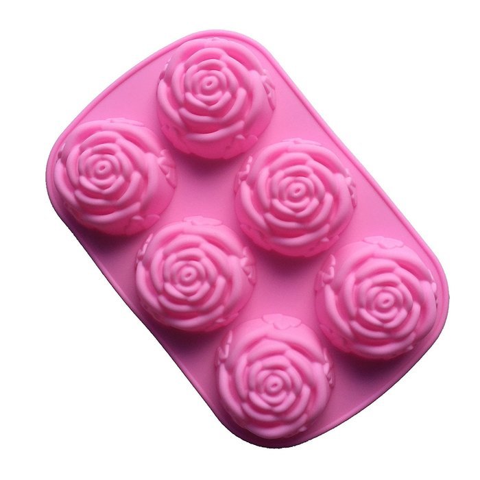 Cherryard Home Baking Tools 6 Rose Flower Silicone Cake Molds Handmade Soap Molds, Random Color