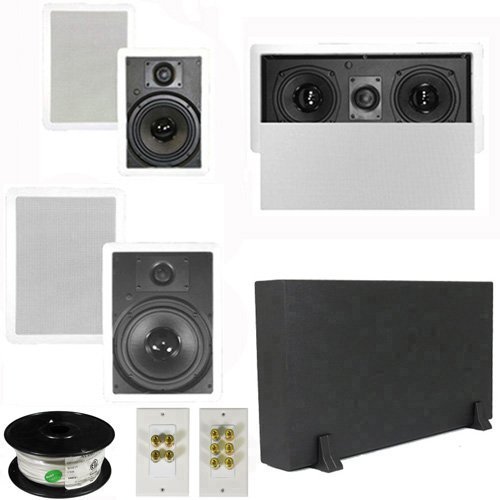 Theater Solutions 5.1 Home Theater 8" and 6.5" Speakers, Center, 8" Powered Sub and More TS6W8WL51SET1